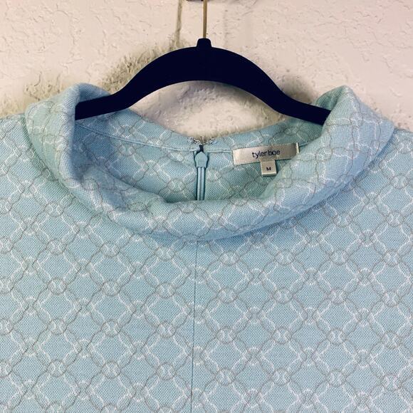 TYLER BOE‎ Dress Medium Kristen Knit Morning Sky Inverted Pleated Front Shift - Picture 3 of 13